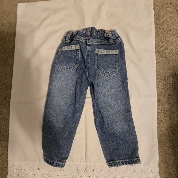 Hanna Andersson Patched Relaxed Jeans Light Blue 90/3T - Picture 2 of 4